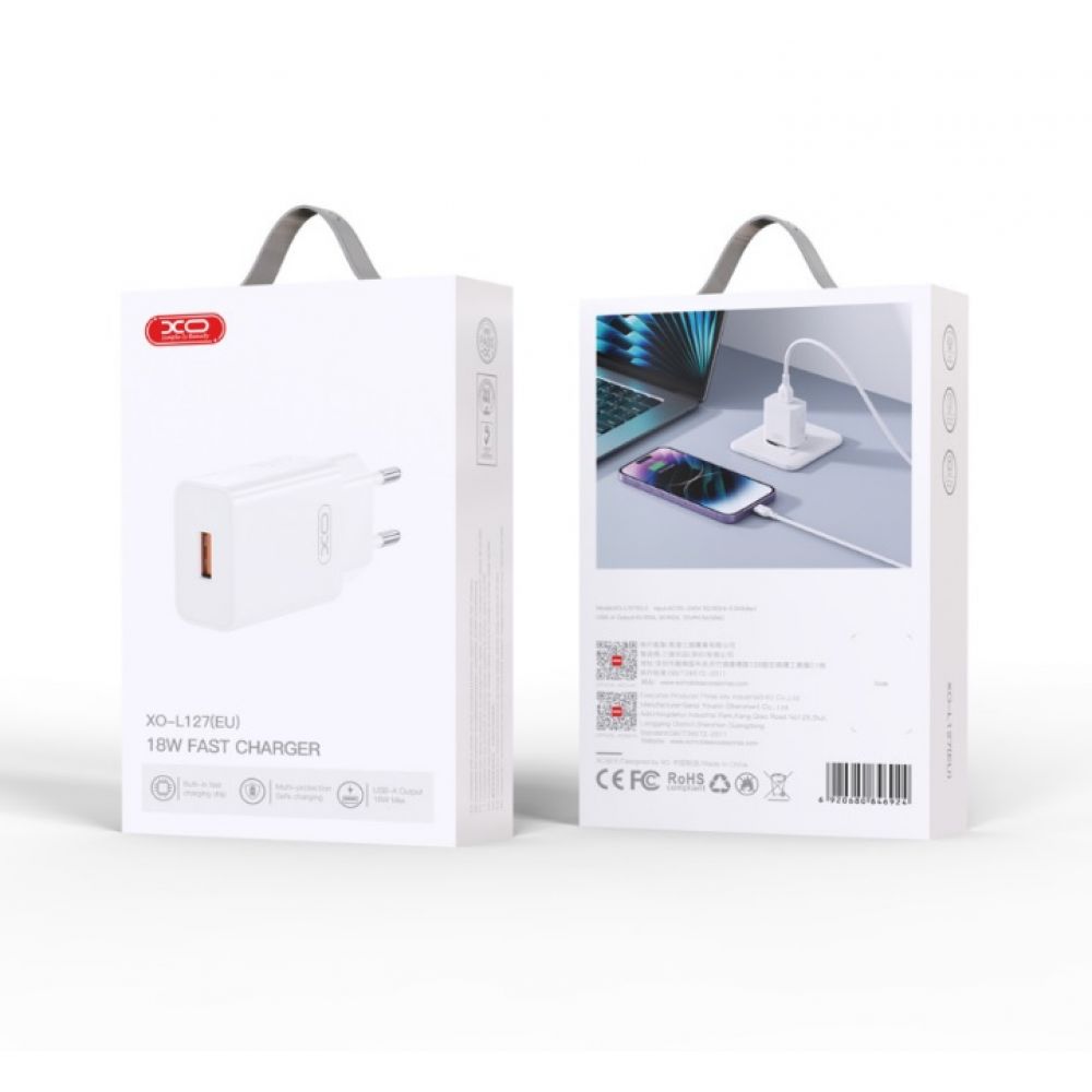 Купить СЕТЕВОЕ ЗАРЯДНОЕ УСТРОЙСТВО XO L127 1USB QC 18W