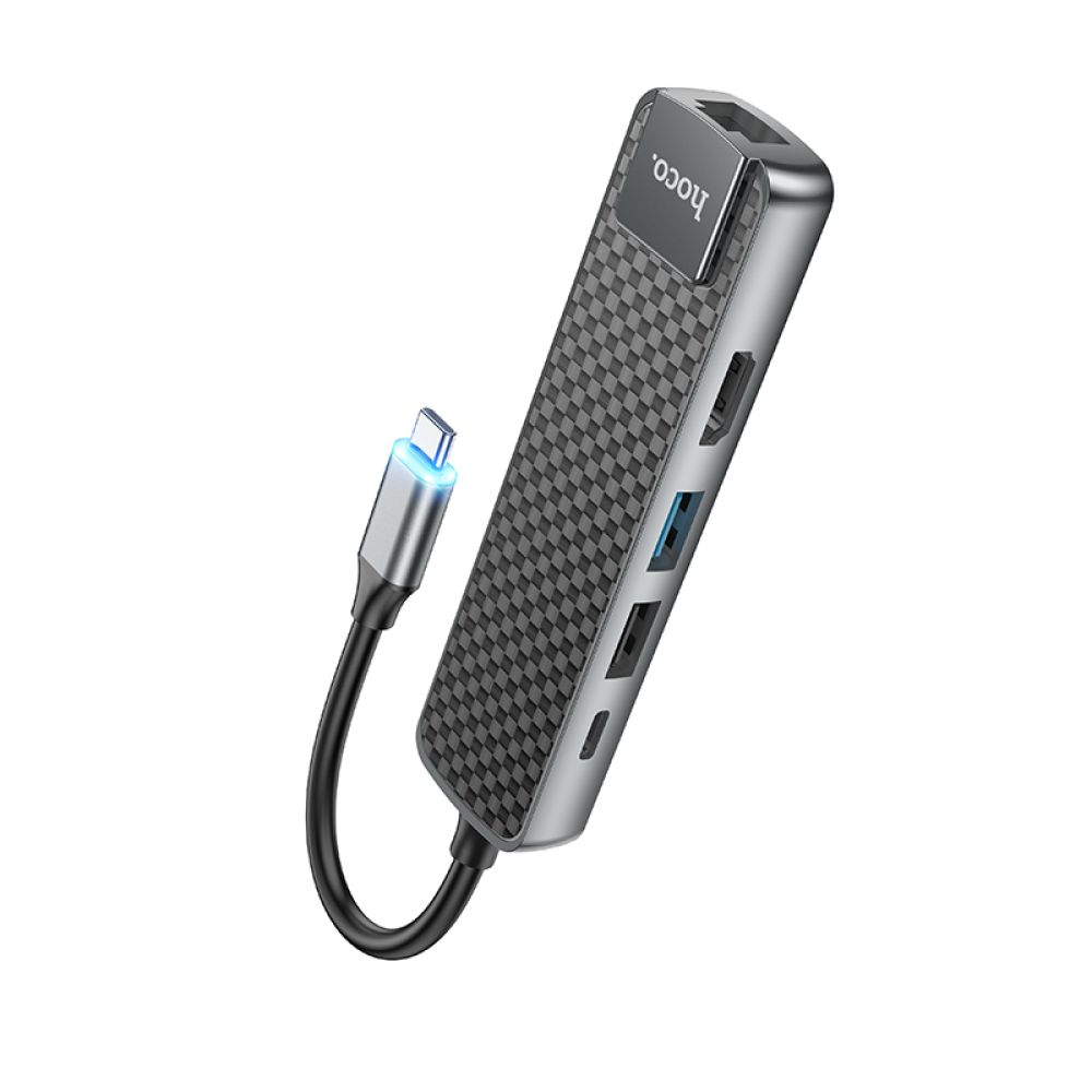 Купить USB HOCO HB23 TYPE-C TO (HDMI+USB3.0+USB2.0+RJ45+PD)_3