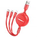 Купить USB HOCO X75 DOUBLE-PULL 3-IN-1 IP+TYPE-C+MICRO 2A_3