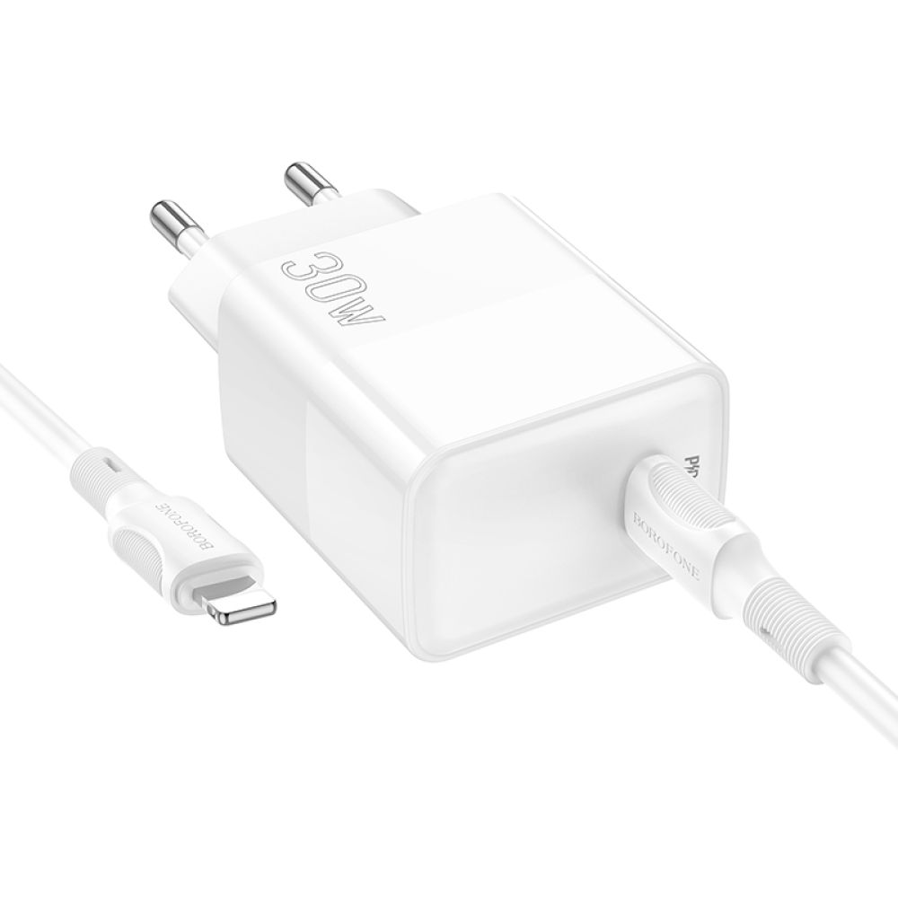 Купить СЕТЕВОЕ ЗАРЯДНОЕ УСТРОЙСТВО BOROFONE BA77A INSIGHTFUL PD/QC 30W TYPE-C TO LIGHTNING_2