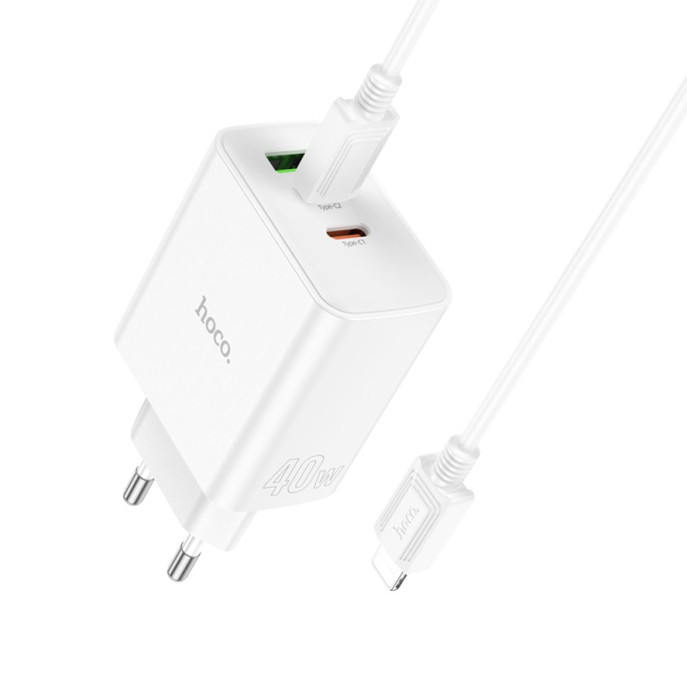 Купить СЕТЕВОЕ ЗАРЯДНОЕ УСТРОЙСТВО HOCO C126A PURE PD+QC 40W(2C1A) TYPE C TO LIGHTNING_3