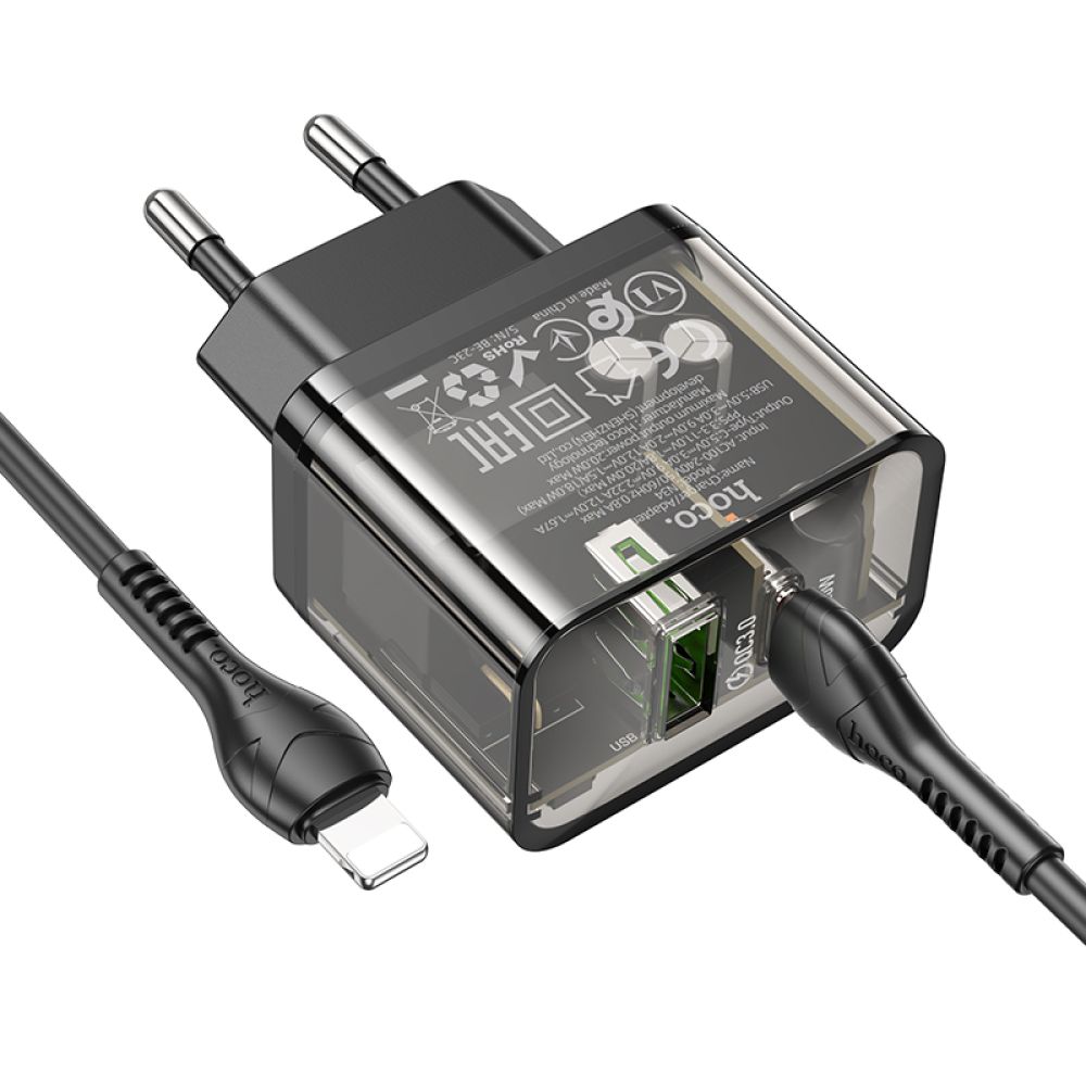 Купить СЕТЕВОЕ ЗАРЯДНОЕ УСТРОЙСТВО HOCO N34 DAZZLING PD20W+QC3.0 TYPE-C TO LIGHTNING_2