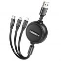 Купить USB HOCO X75 DOUBLE-PULL 3-IN-1 IP+TYPE-C+MICRO 2A_2