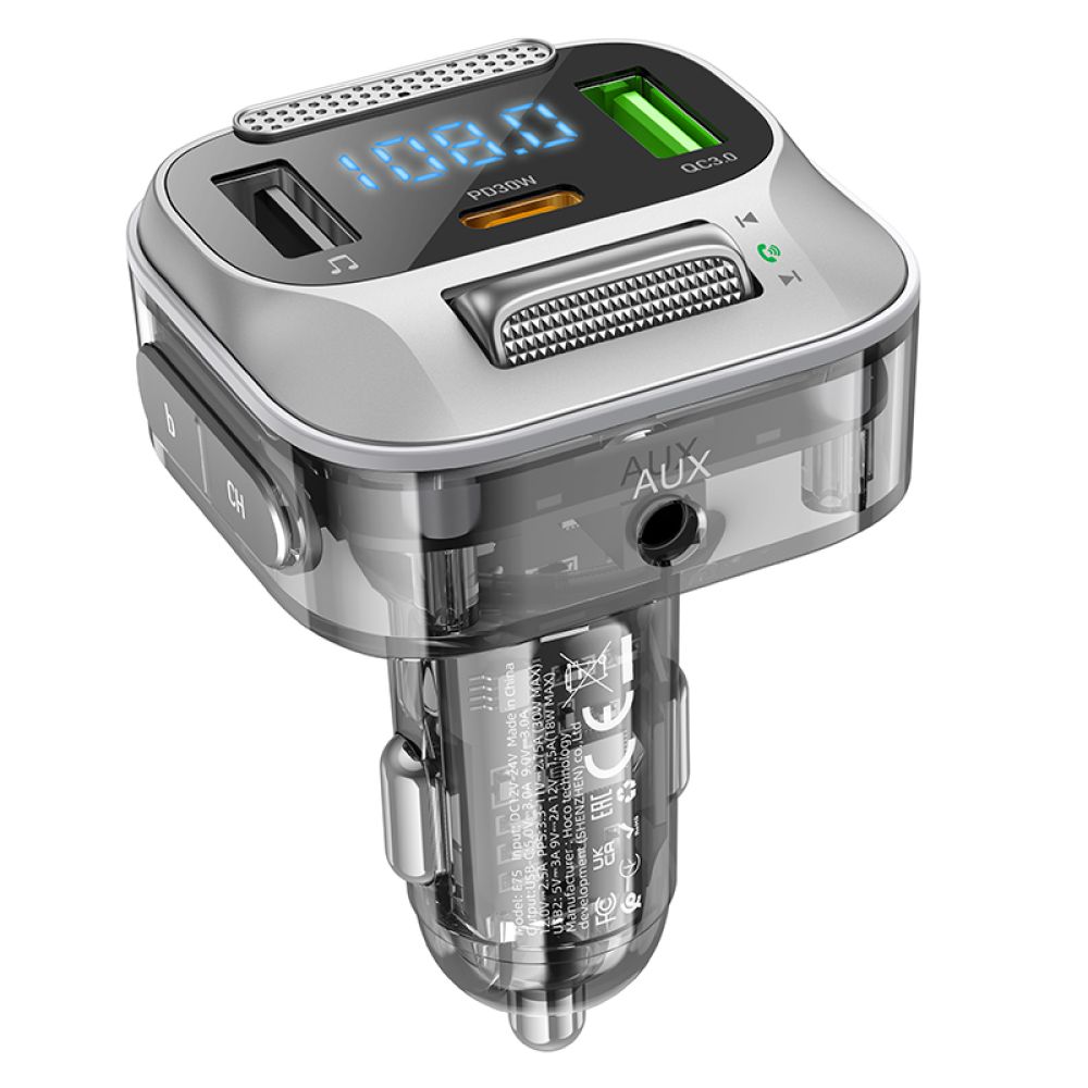 Купить МОДУЛЯТОР HOCO E75 BRAVERY PD30W+QC3.0 CAR BT FM TRANSMITTER_3